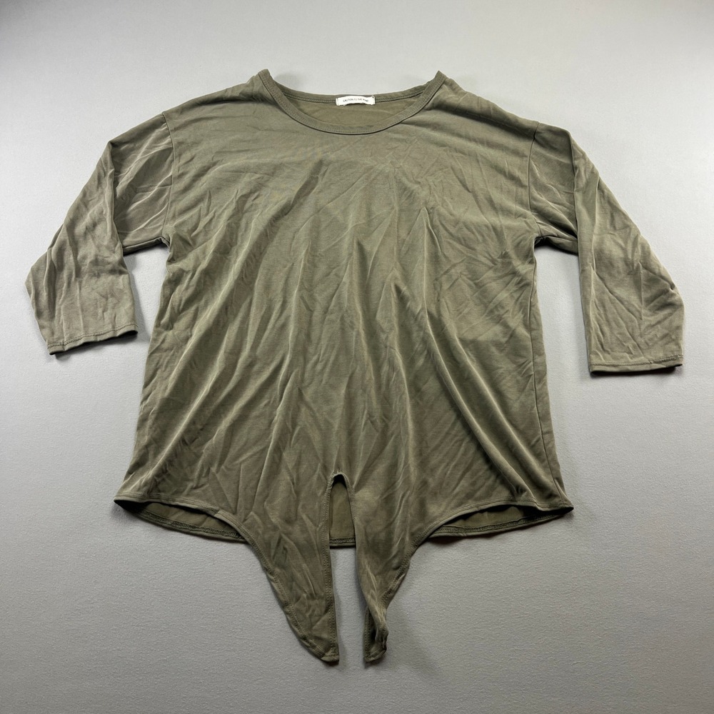 Caution To The Wind Top Women 2XL Olive Green Lightweight Tie Front Knot Hemline